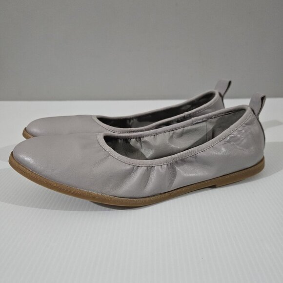 NEW Eileen Fisher Notion Ballet Flat Slip On Cloud Gray Nappa Leather Size 8 - Picture 1 of 12